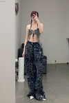 CONSTANÇA ENTRUDO laser cut floral print denim trousers SS23_TRO02
